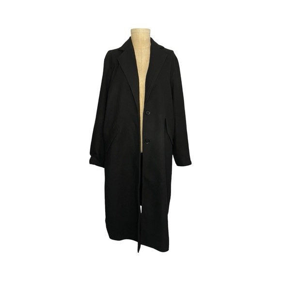 H&M Jackets & Blazers - H&M Coat Womens L Black Overcoat Long Collared Business Winter Dress Coat